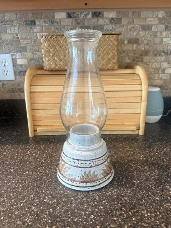 Pfaltzgraff Other - Pfaltzgraff Folk Art Hurricane Lamp with Glass Chimney and Ceramic Base